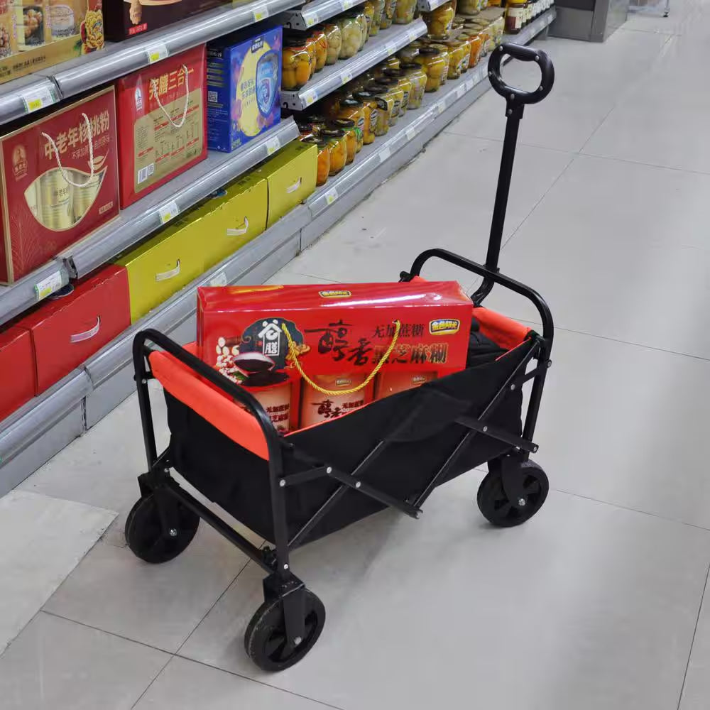 1.8 Cu. Ft. Orange Black Metal Mini Folding Garden Cart