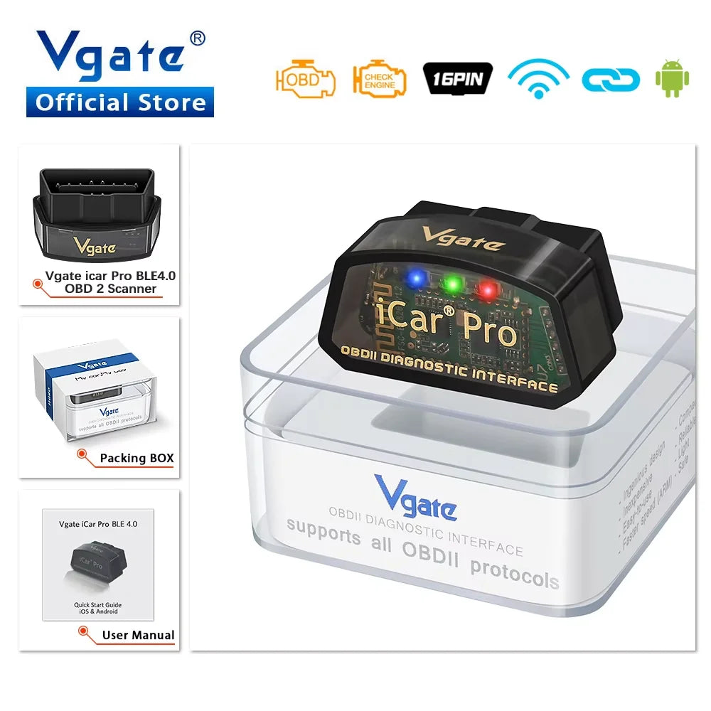 Vgate Icar Pro Elm327 V2.3 OBD 2 OBD2 Car Diagnostic Tool WIFI Bluetooth 4.0 for IOS Scan Tool ODB2 Auto Scanner PK ELM 327 V1 5