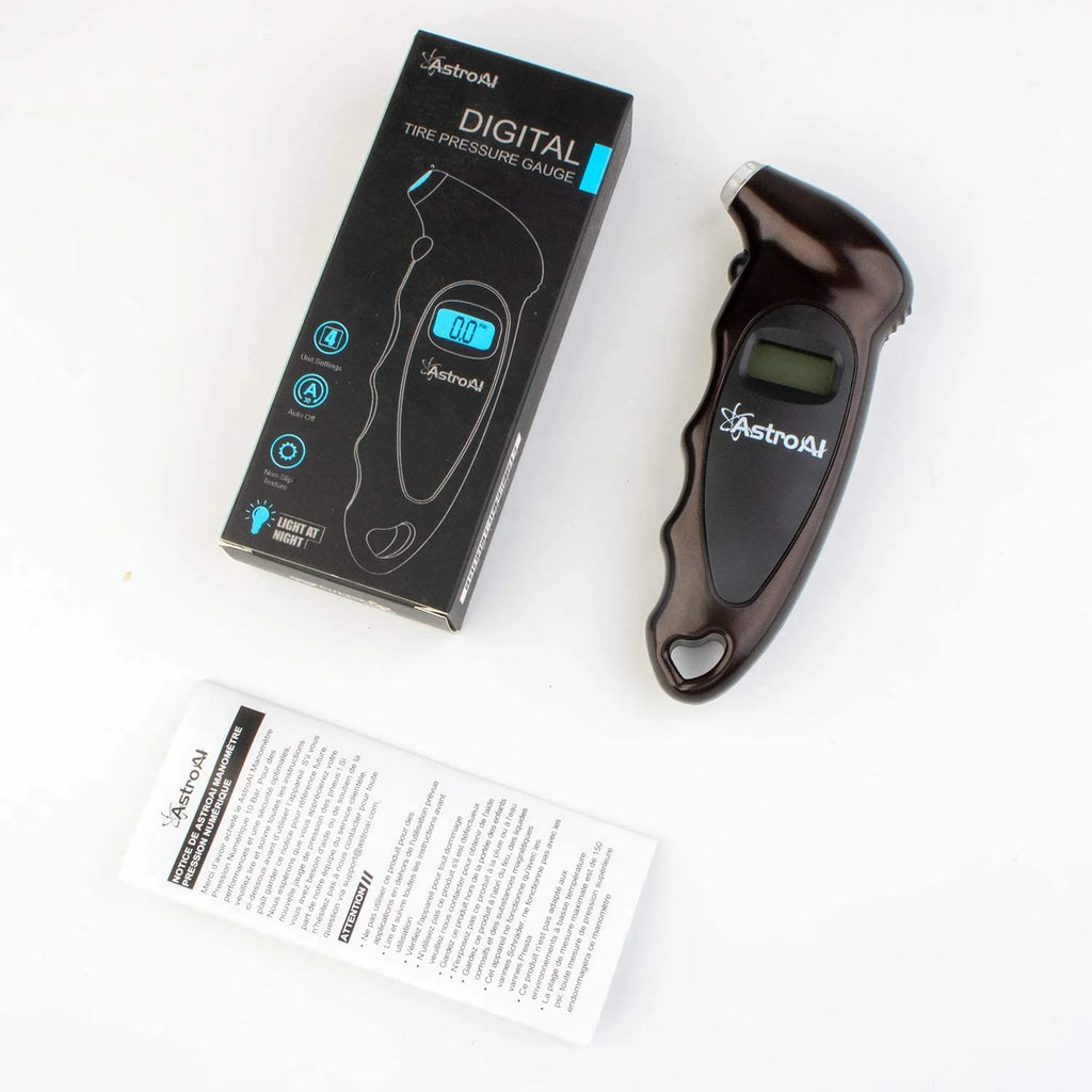 Digital Tire Pressure Gauge, Backlit LCD, 3A Battery, 150 PSI, Brown, 1 Pack, for Car/Truck/Bicycle