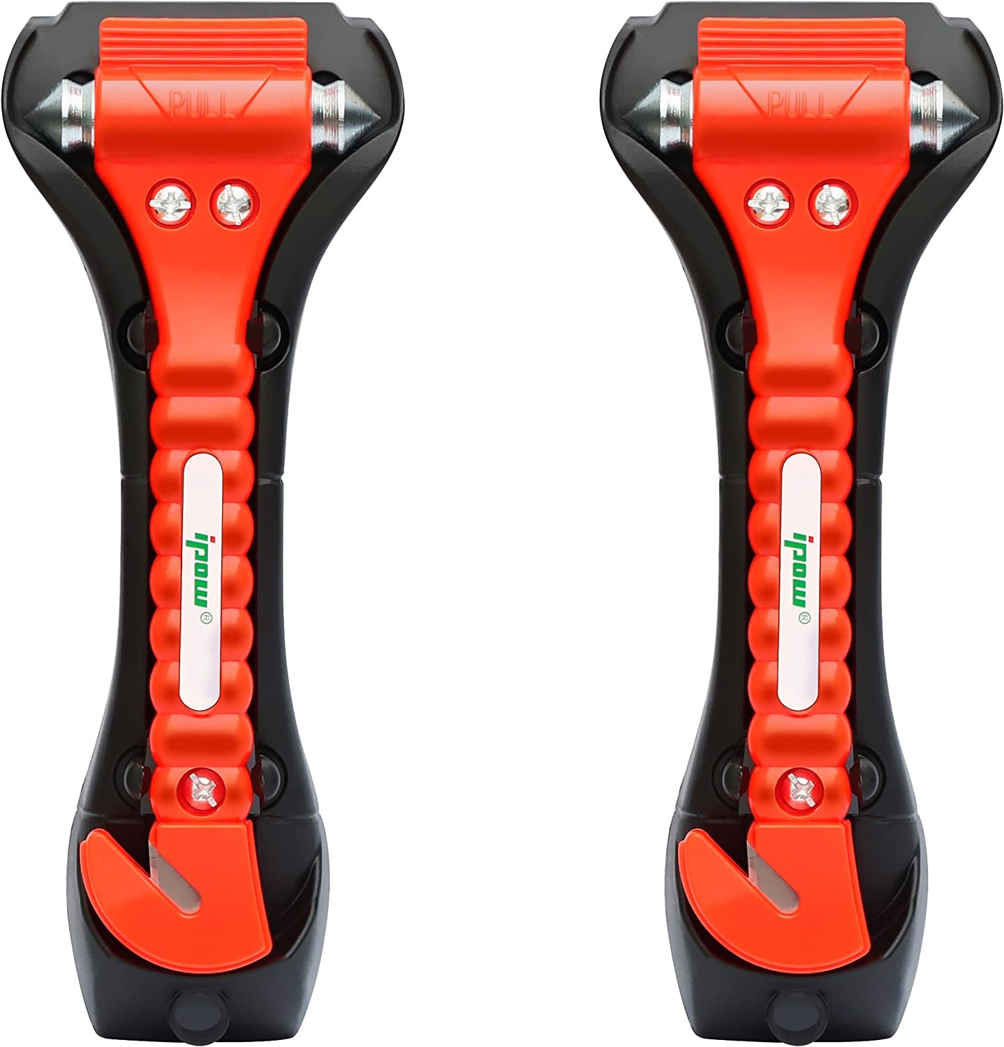 IPOW 2 Pack Car Window Breaker & Seatbelt Cutter - Essential Heavy-Duty Safety Hammer for Emergency Escape & Auto Rescue Kit for Home, Office, and Vehicles