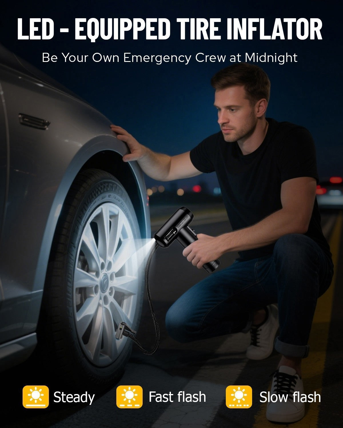 Car Air Compressor USB Rechargeable Cordless Tire Inflator Portable Air Pump