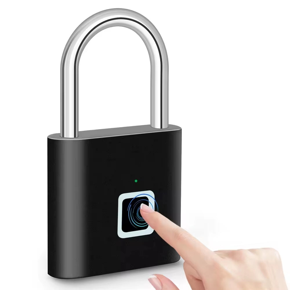 KERUI Keyless USB Rechargeable Fingerprint Smart Padlock - Waterproof, Quick Unlocking, Portable Anti-Theft Zinc Lock