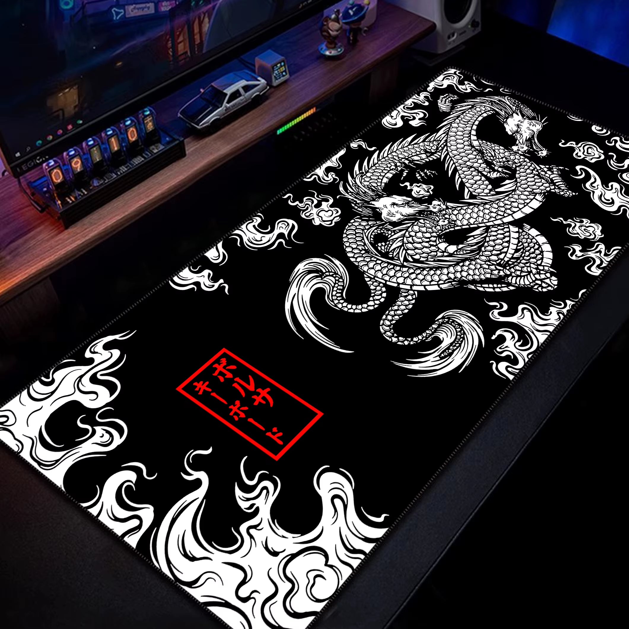 Epic Chinese Dragon XXL Gaming Mousepad - Large Locking Edge Rubber Desk Mat for Gamers and Office Use