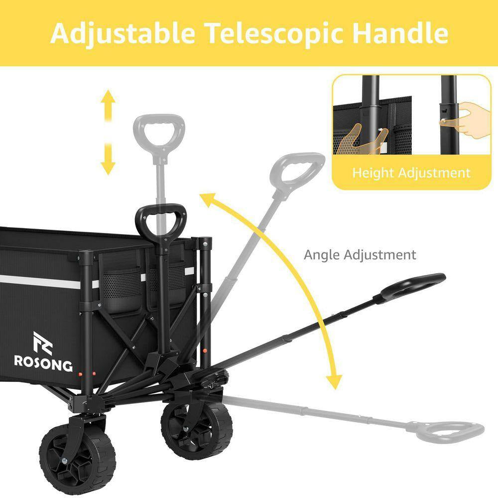 250 Lb Heavy Duty 90L Collapsible Wagon with 360° Wheels, Foldable Utility Cart for Camping, Garden and Grocery Shopping