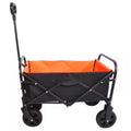 1.4 Cu.Ft. Outdoor Folding Steel Garden Cart Utility Wagon Cart with Adjustable Handle, Black plus Organge