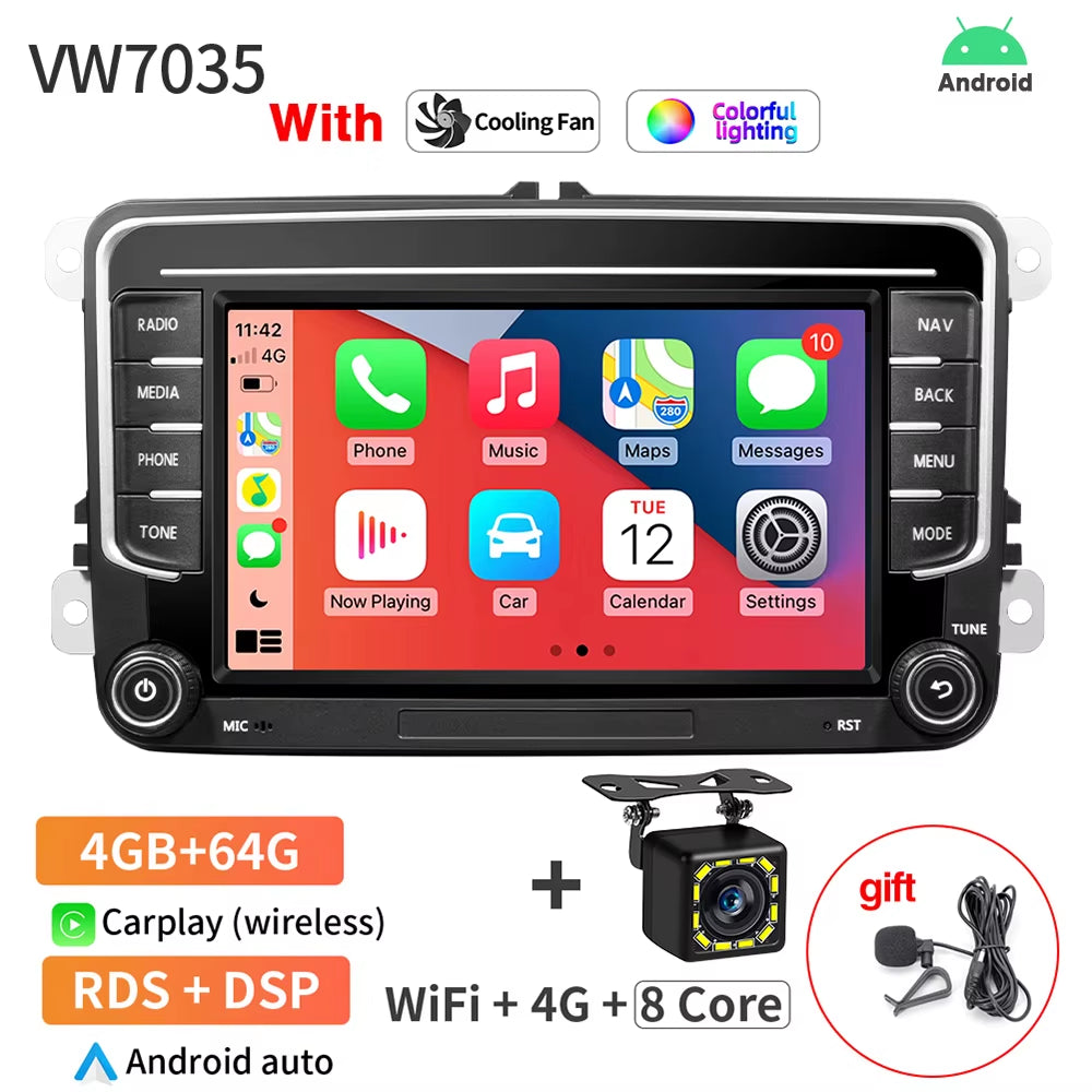 Grandnavi Android13 Car Radio GPS for VW Volkswagen Skoda Octavia Golf 5 6 Touran Passat B6 Polo Jetta 2Din Multimedia Player