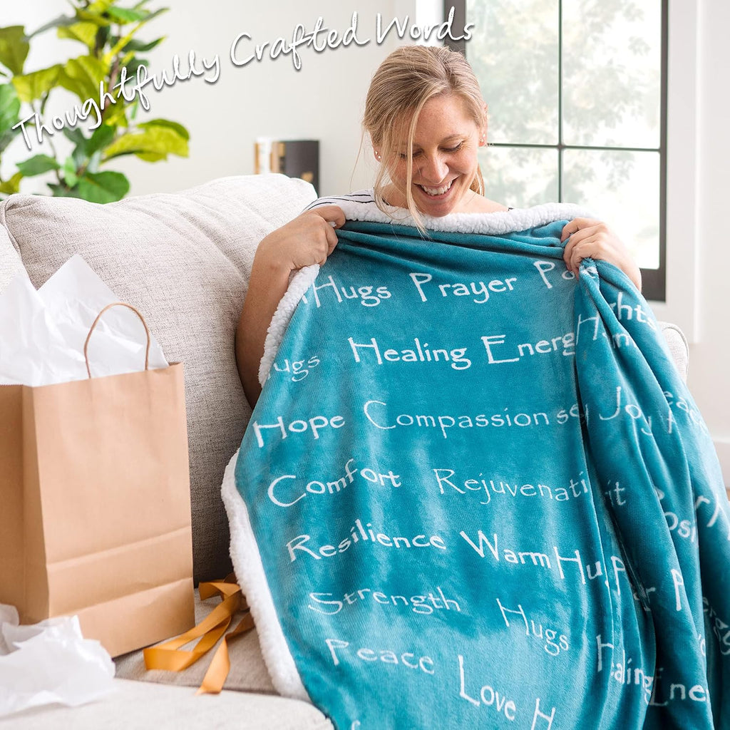 Chanasya Premium Healing Warm Hugs Blanket - Comforting Gift for Cancer Patients - Teal Twin Size for Positive Energy and Support