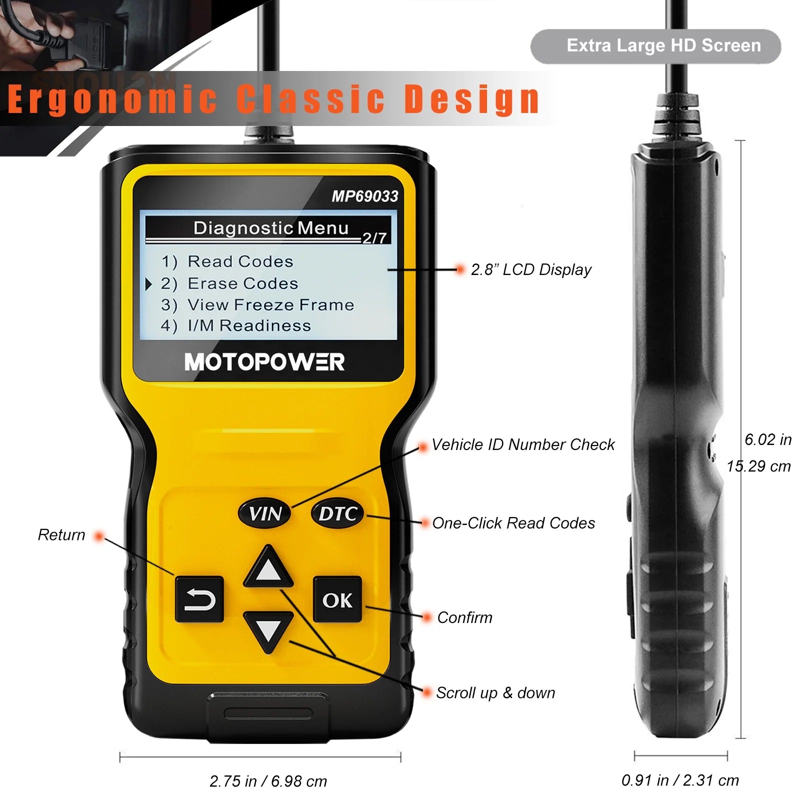 MOTOPOWER Car OBD2 Code Reader OBD2 Scanner Engine Fault Code Reader Car Diagnostic Scan Tool