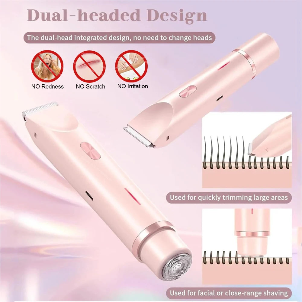 Electric Shaver for Women Portable Mini Rechargeable Epilator Female Painless Electric Razor Women'S Dual Head Bikini Trimmer