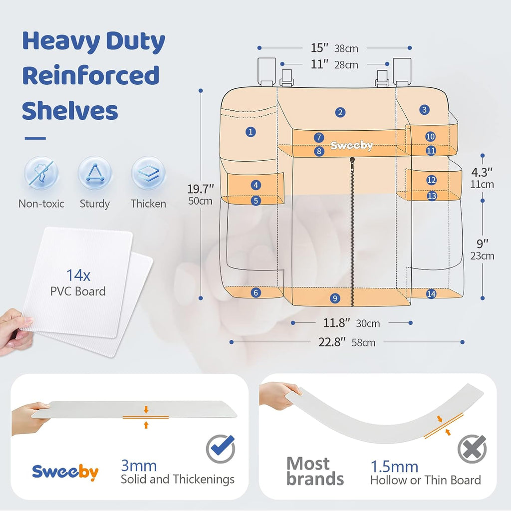 Sweeby Diaper Organizer for Changing Table and Crib - Nursery Diaper Stacker Hanging Caddy for Baby Essentials