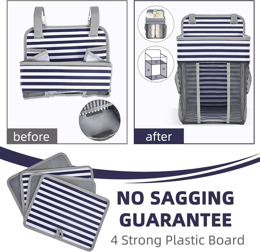 Hanging Diaper Caddy Organizer | Diaper Holder and Crib Organizer| Diaper Stacker for Changing Table, Crib, Wall & Bassinet