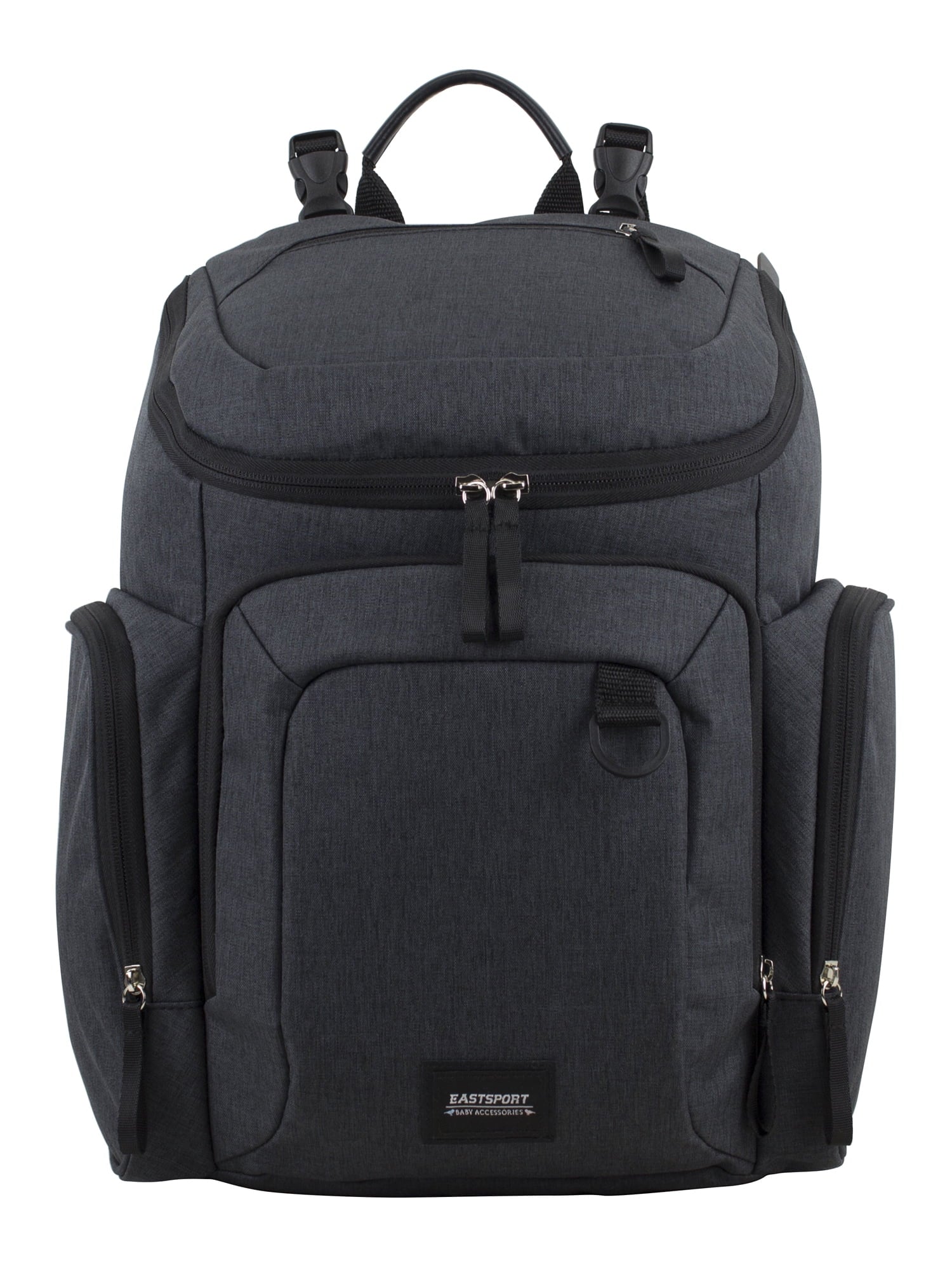 Eastsport Wooster St. Diaper Backpack, Large Capacity, Dark Grey with Changing Pad, Stroller Straps, and Insulated Pockets