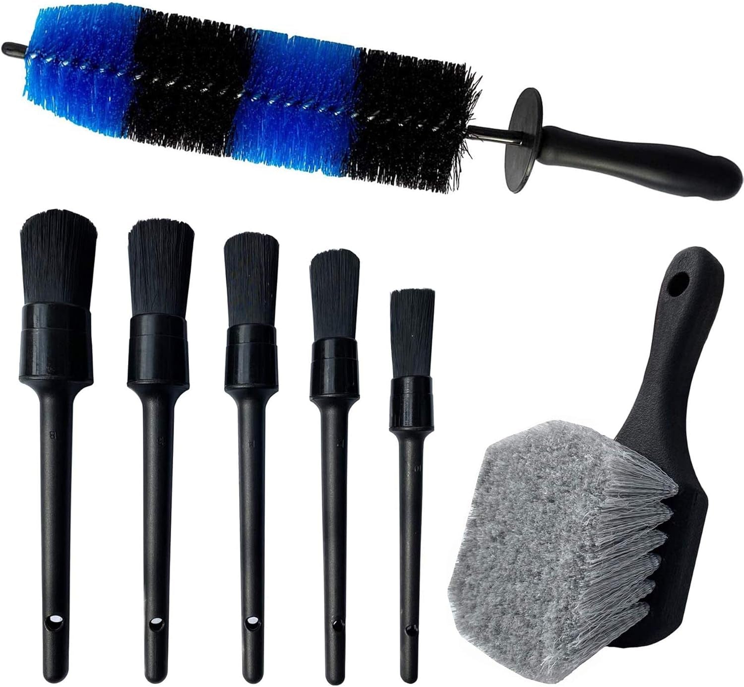 Ultimate 7-Piece Wheel & Tire Brush Set - Professional Car Detailing Kit with 17-Inch Long Soft Brush for Effortless Cleaning of Tires and Wheels
