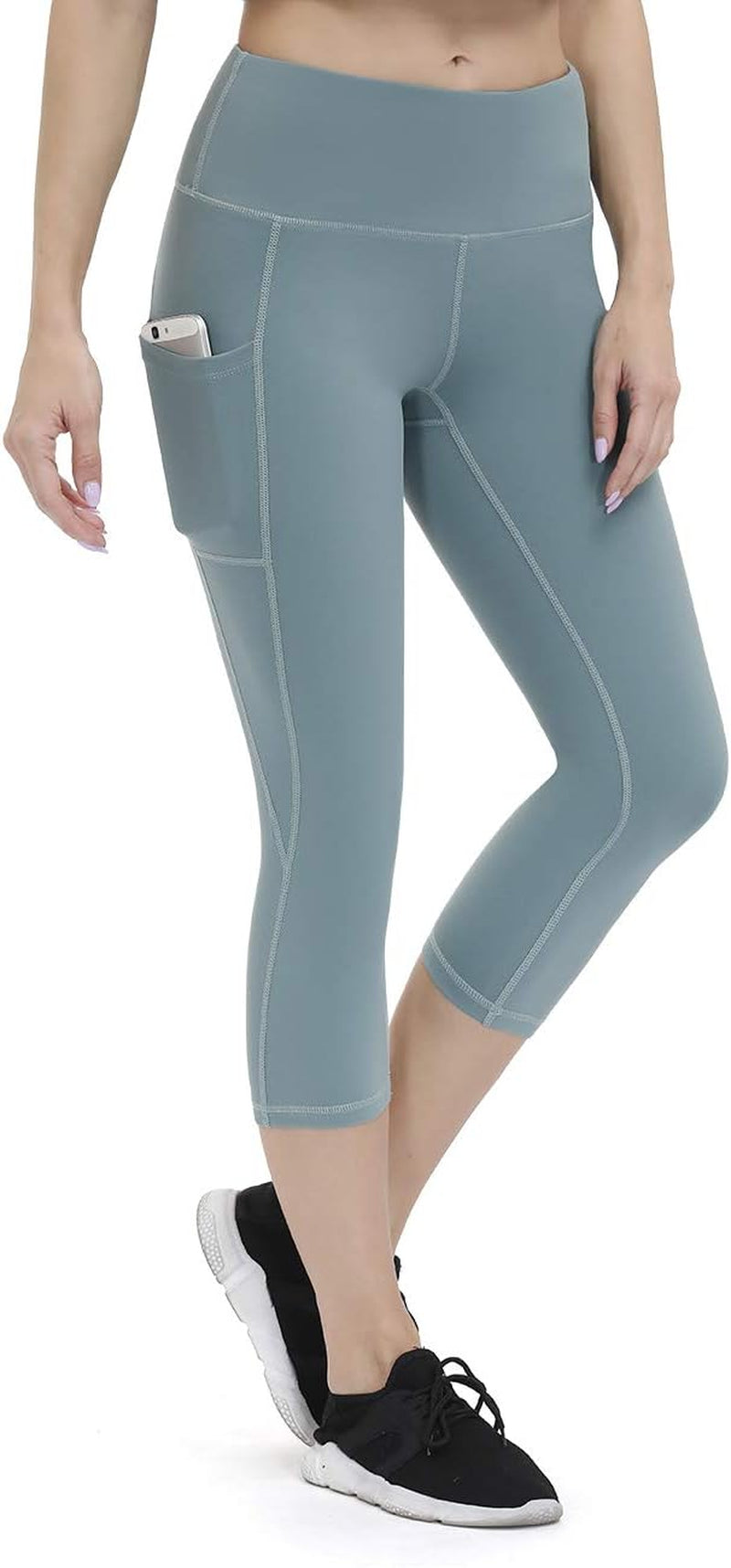ALONG FIT Anti-Nail Leggings for Women, Non-See-Through Yoga Pants with Phone Pockets, Tummy Control Full-Length/Capri Tights
