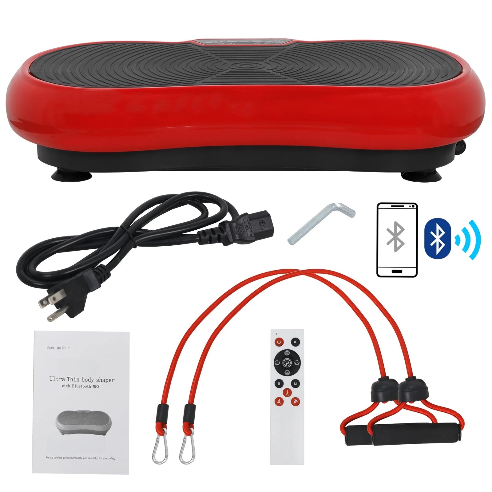 Vibration Plate Exercise Machine for Full Body Workouts with Bluetooth Connectivity - Red