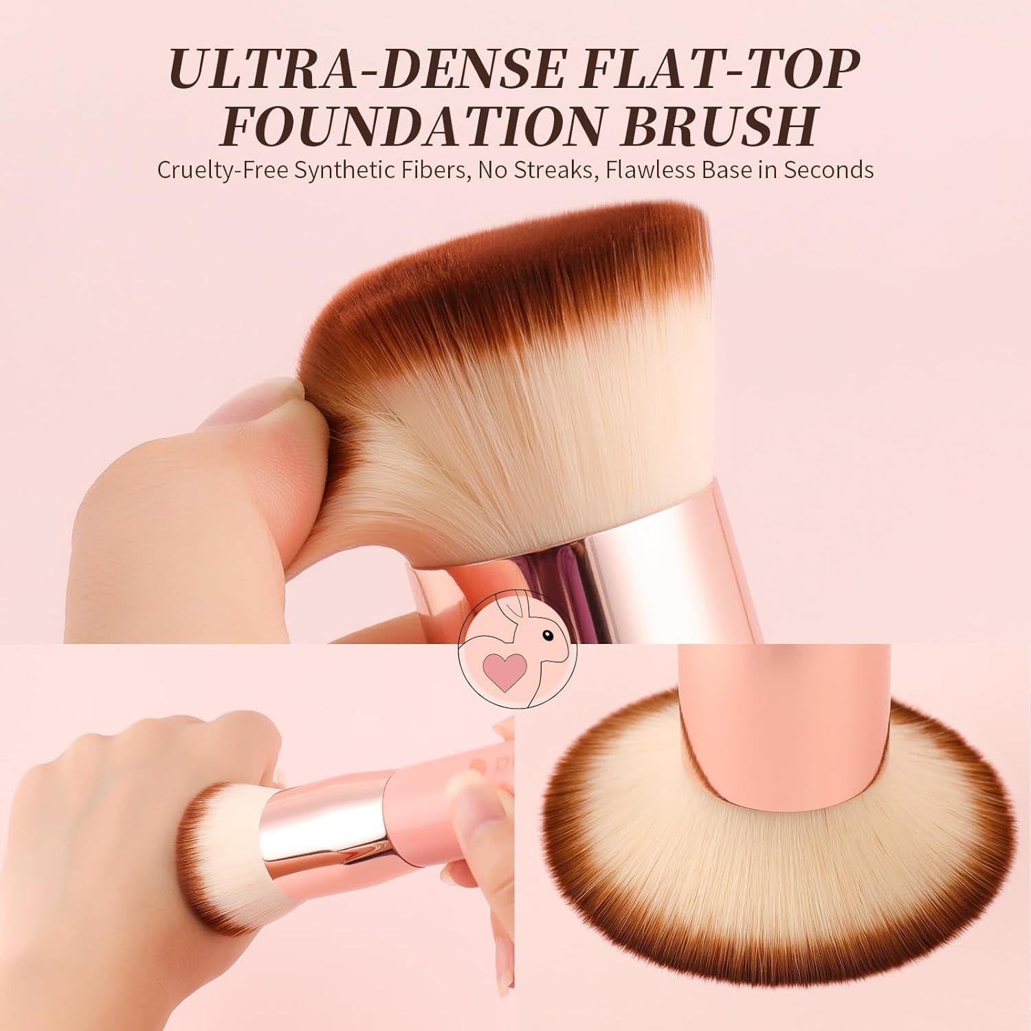 Ducare Premium Flat Top Kabuki Foundation Brush - Perfect for Liquid, Cream, and Powder Makeup - Stylish Pink Design