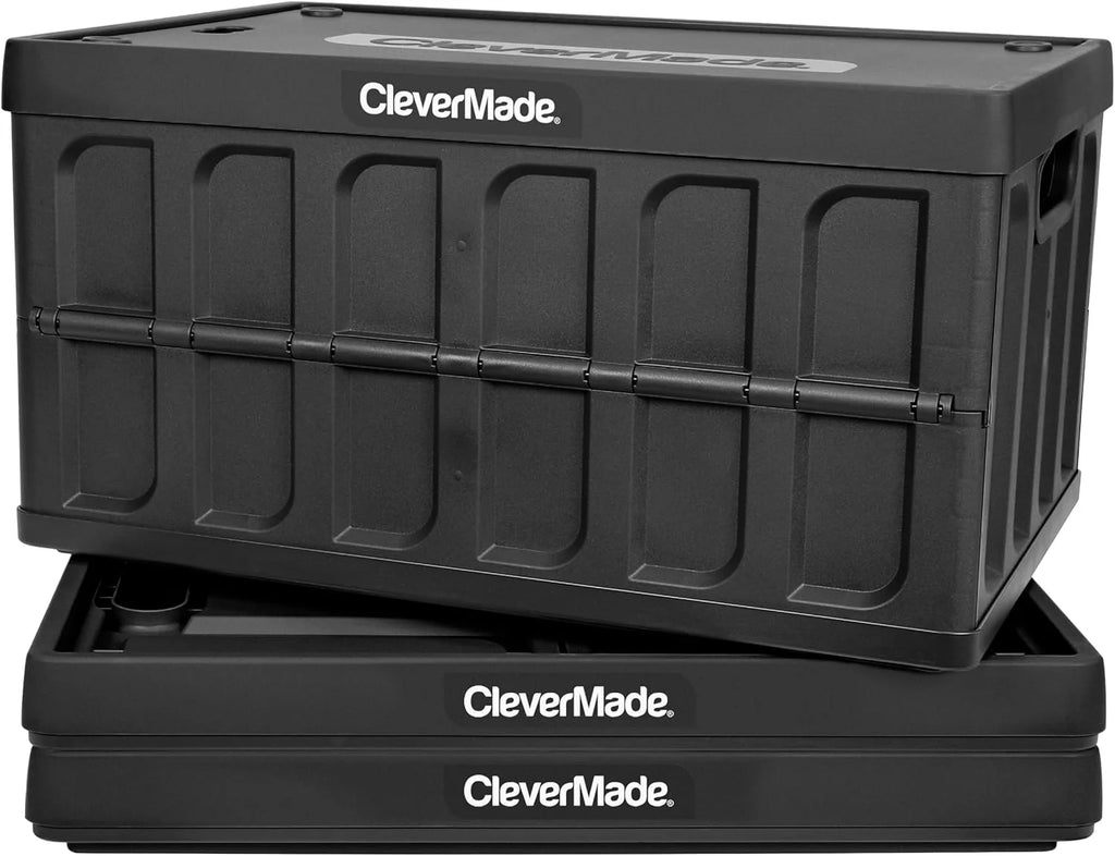 3 Pack Stackable Collapsible Storage Bin with Lid, 16 Gal Obsidian