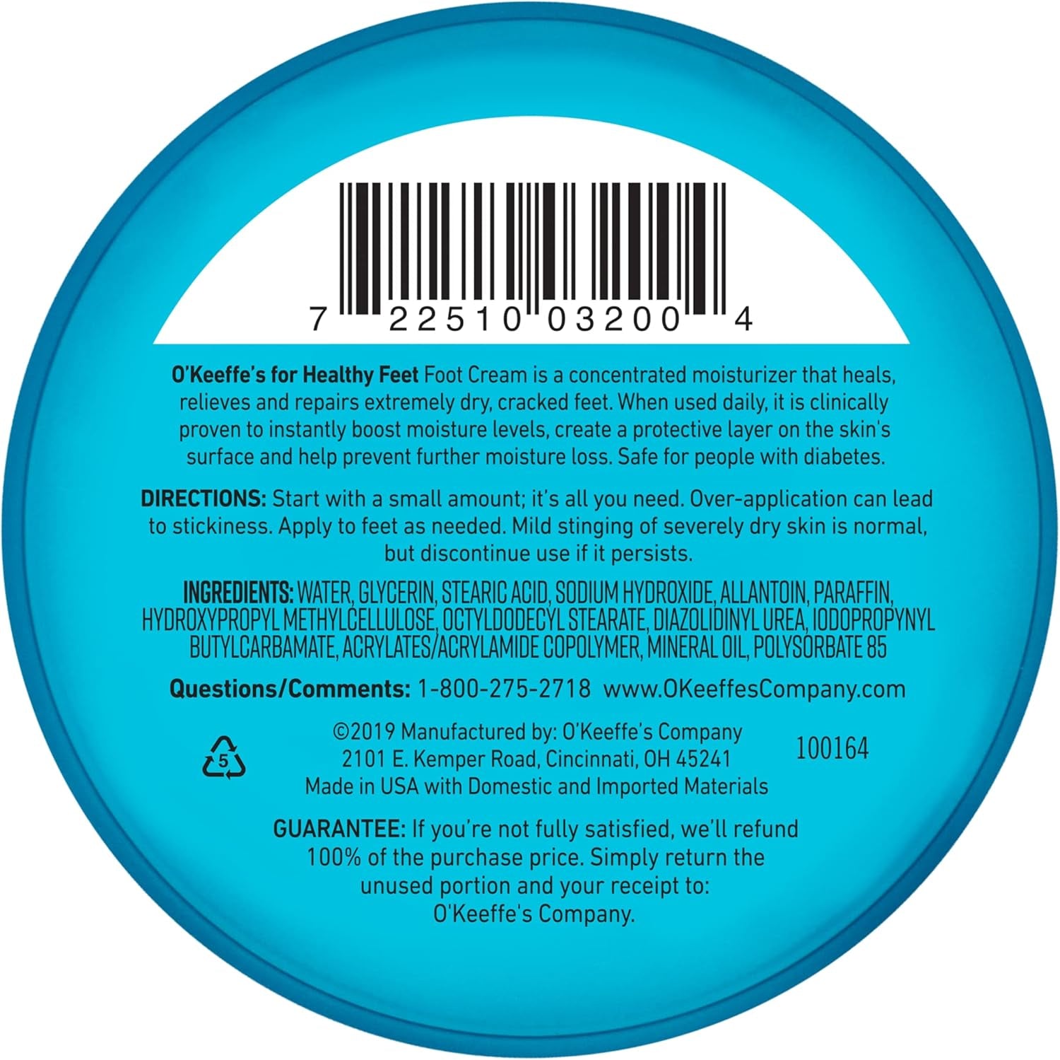 O'Keeffe's Healthy Feet Foot Cream - Ultimate Relief for Dry, Cracked Feet - Instant Moisture Boost - 3.2 oz Jar (Pack of 3)