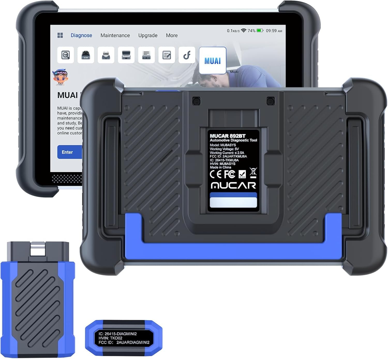 MUCAR 892BT Ai-Assisted Bidirectional Scan Tool, Full System OBD2 Scanner, Bi-Directional OBD2 Scanner Diagnostic Tool,Ecu Coding, 35 Services, FCA Autoauth, CANFD and DOIP, Free Lifetime Upgrade