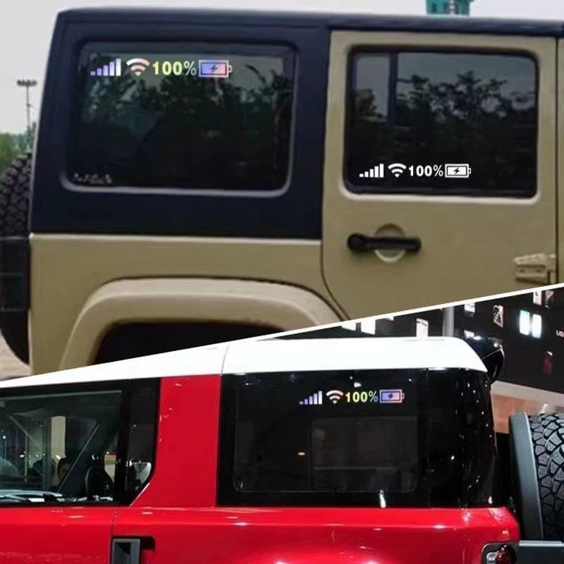 Reflective Vinyl Decals for Car and Motorcycle Windshields - 100% Battery Pattern WiFi Signal Stickers and Accessories
