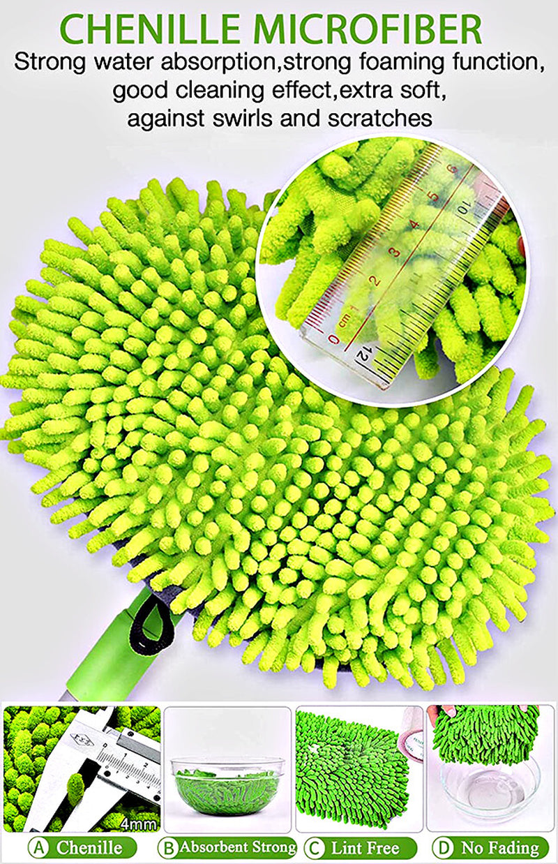 63-Inch Telescoping Microfiber Wash Brush and Mop Kit for Cars, RVs, and Trucks