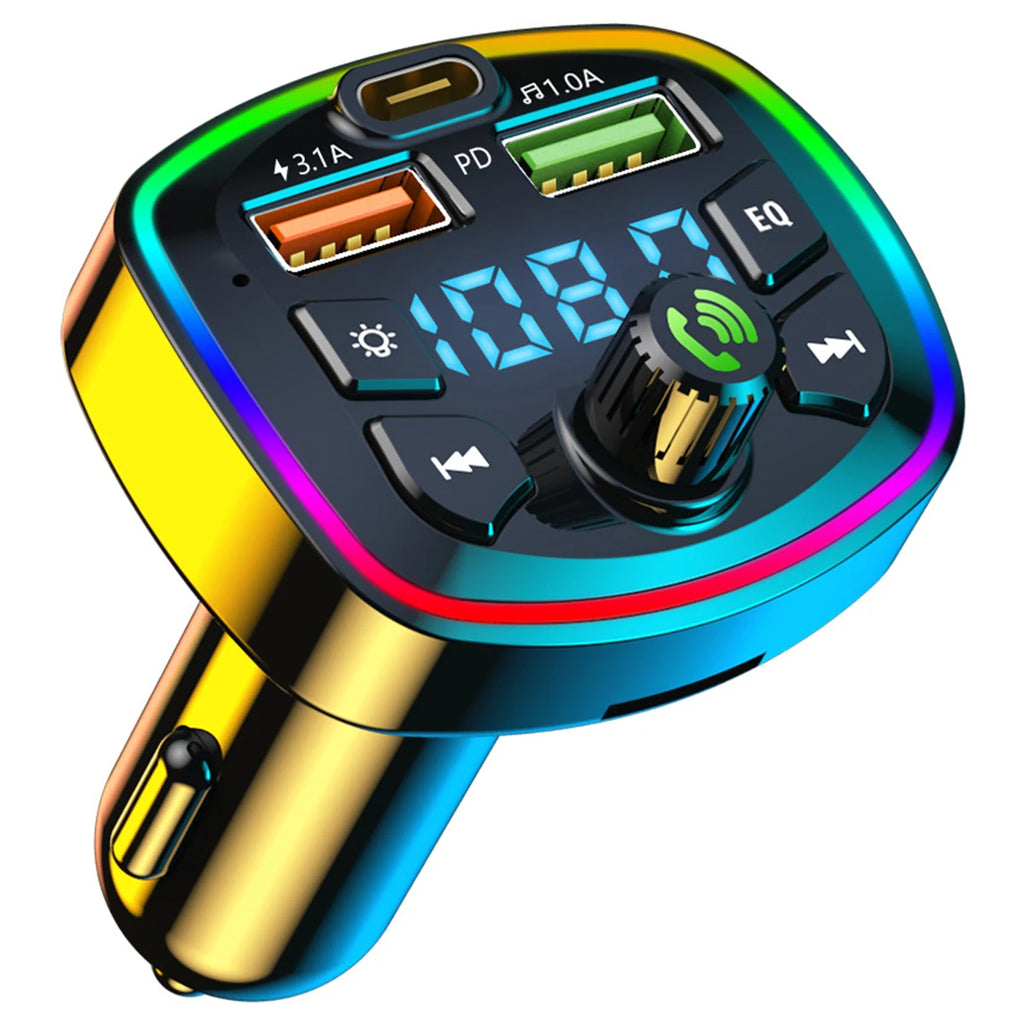 Car Wireless Bluetooth 5.0 FM Radio Transmitter USB MP3 Radio Charger Adapter FM Transmitter Car MP3 Player Flash Drive Plug Car