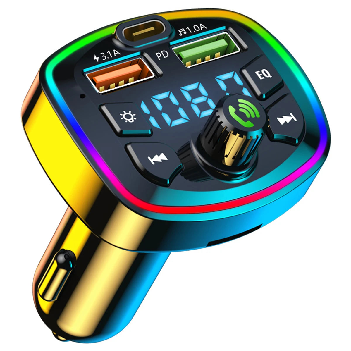 Car Wireless Bluetooth 5.0 FM Radio Transmitter USB MP3 Radio Charger Adapter FM Transmitter Car MP3 Player Flash Drive Plug Car
