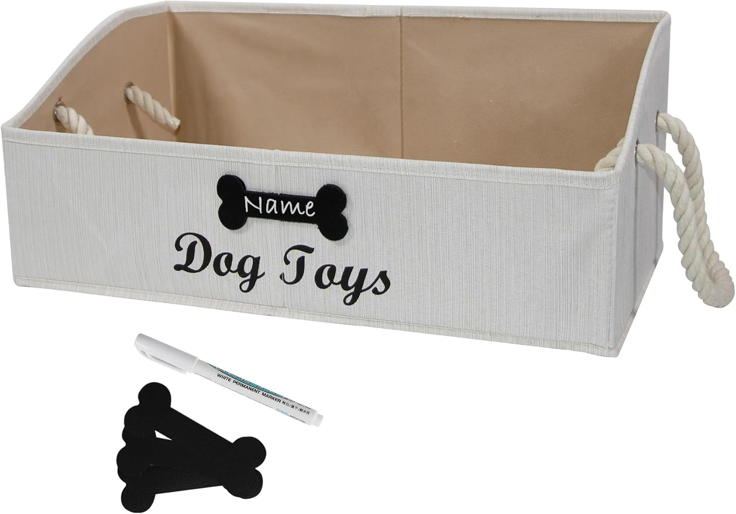 Geyecete Foldable Large Dog Toy Storage Bins - Stylish Gray Organizer with Rope Handle for Collapsible Shelving