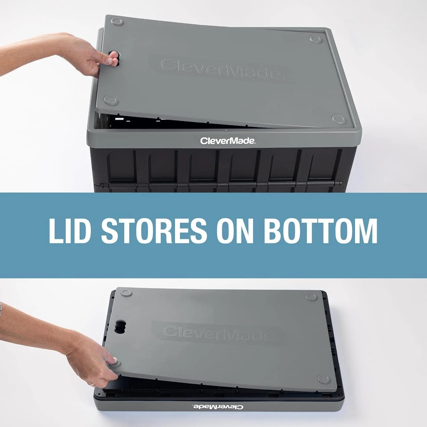 3 Pack Stackable Collapsible Storage Bin with Lid, 16 Gal Obsidian