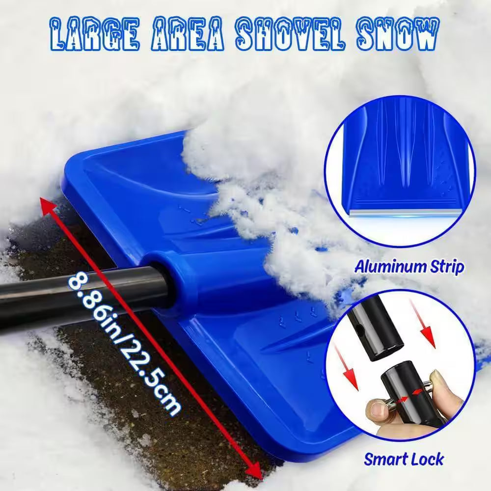 42.5 In. Aluminum Handle Aluminum Snow Shovel, Portable Foldable Lightweight for Car Driveway Garden Emergency