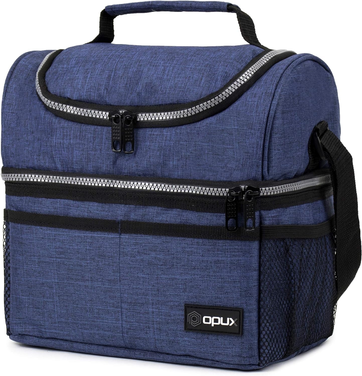 OPUX Insulated Double Decker Lunch Box - Large 12L Leakproof Cooler for Adults & Kids - Aqua Turquoise Soft Tote for Work & School Meal Prep