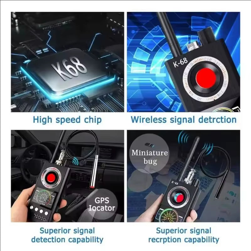 Professional anti Spy Camera Detector K68 Bug Scanner Security Protection RF Signal Cam Hidden Gadgets Car GPS Tracker Finder
