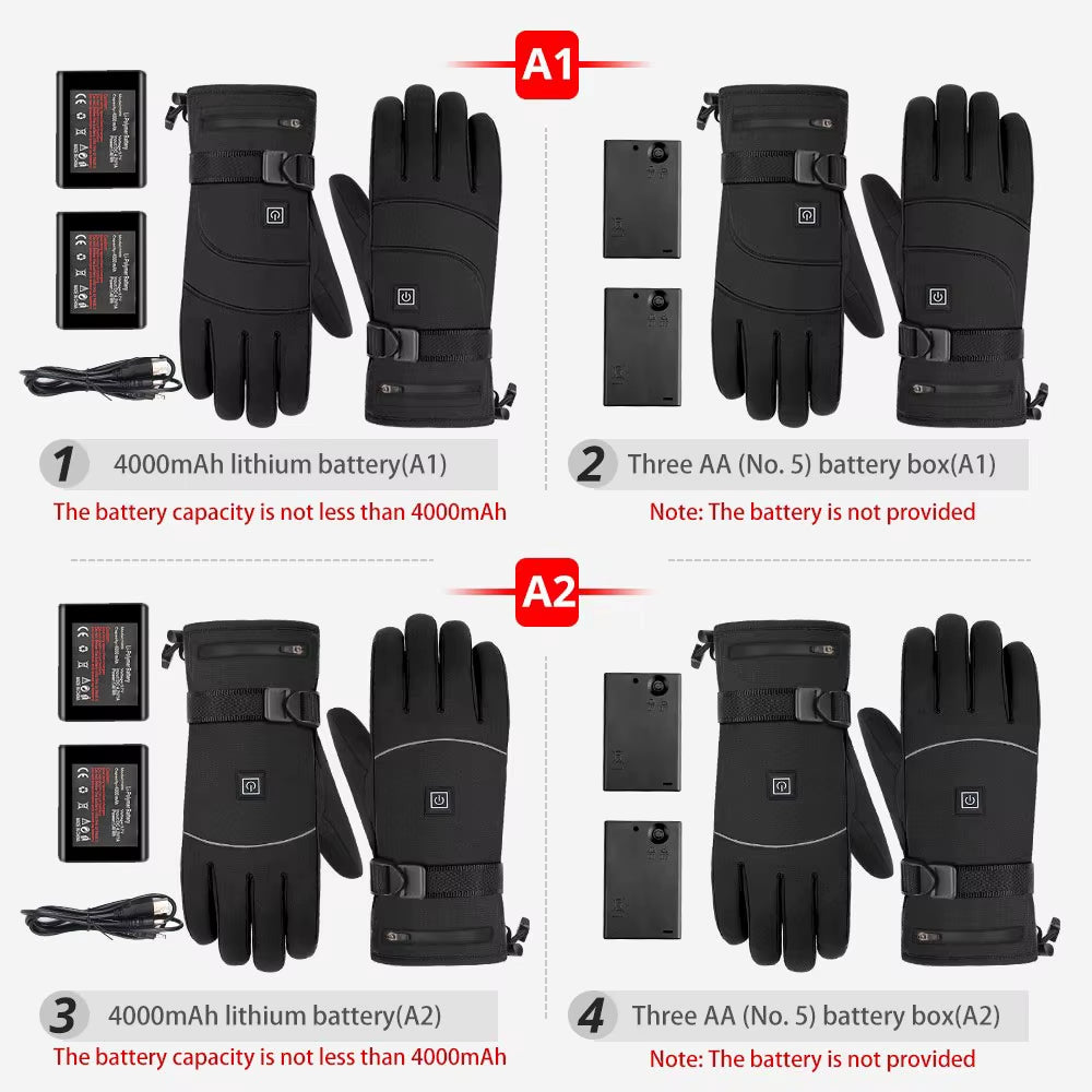 Motorcycle Heated Gloves Winter Warm Heated Gloves Skiing Snowboarding Waterproof Touch Screen Motorcyclist Heated Gloves