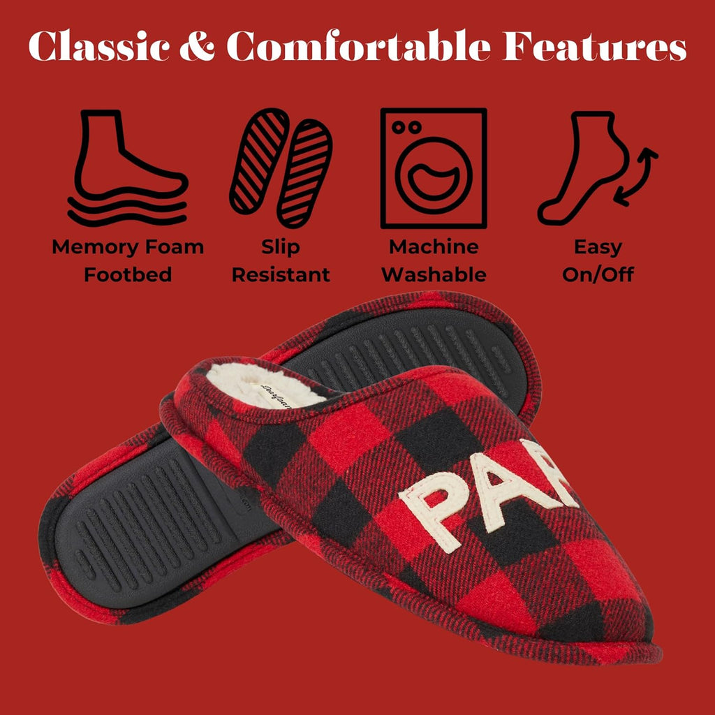 Dearfoams Men'S Gifts for Men Matching Christmas Papa Bear Slipper