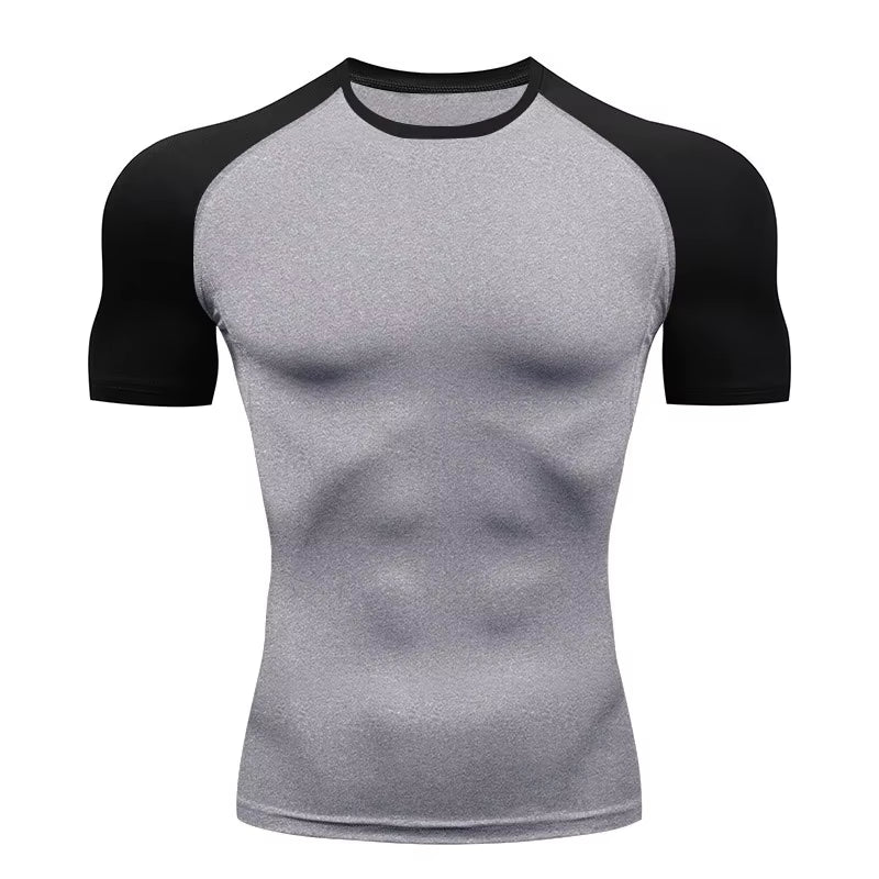 Men'S Compression Shirts Summer Short Sleeves Tees T-Shirt Gym Workout Fitness Running Tops Undershirts Baselayer Sportswear