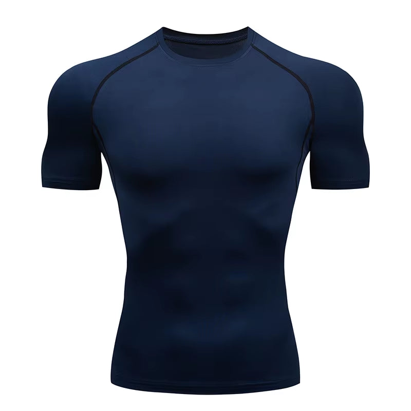 Men'S Compression Shirts Summer Short Sleeves Tees T-Shirt Gym Workout Fitness Running Tops Undershirts Baselayer Sportswear