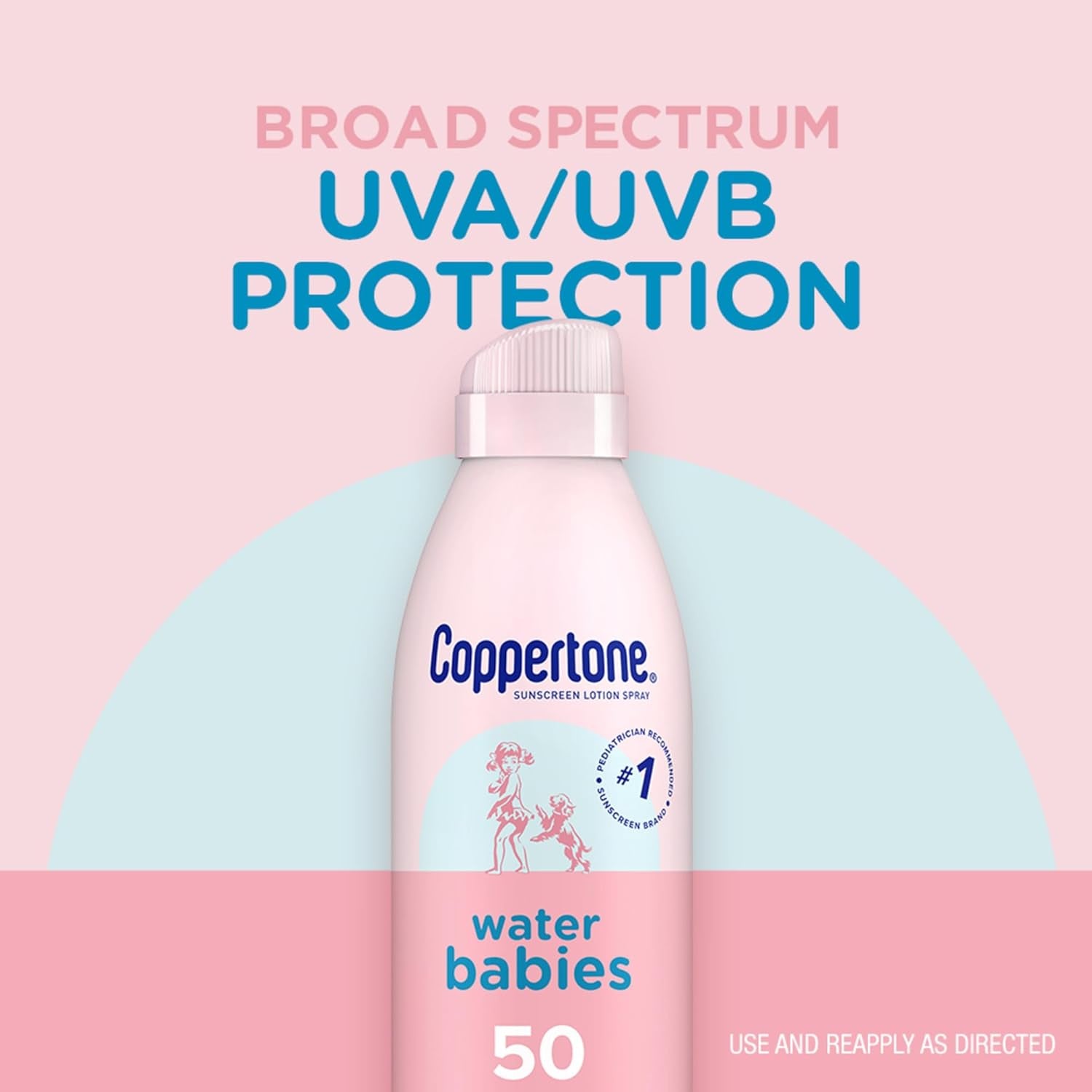 Coppertone Waterbabies Sunscreen Spray SPF 50, Spray on Sunscreen for Babies, Water Resistant, Pediatrician Recommended, 6 Oz, Pack of 2