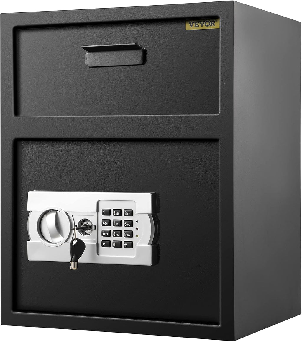 VEVOR Digital Depository Safe 1.7 Cubic Feet Made of Carbon Steel Electronic Code Lock Depository Safe with Deposit Slot with Two Emergency Keys Depository Box for Home Hotel Restaurant and Office