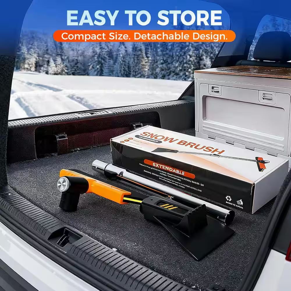 32.5 In. Aluminum Handle Foam Head ABS Rake Telescoping Snow Brush with Ice Scraper for Car SUV and Truck