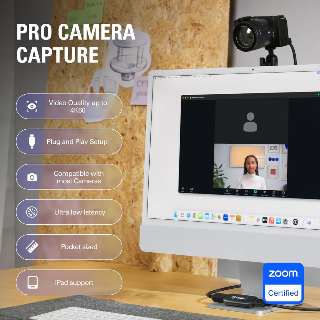 Elgato Cam Link 4K – External Capture Card for DSLR & Camcorder, Actioncam as Webcam, Meet/Stream/Record in 1080P60 or 4K30/4K60, Easy Connect for Obs/Zoom/Discord – HDMI to USB 3.0, Pc/Mac/Ipad