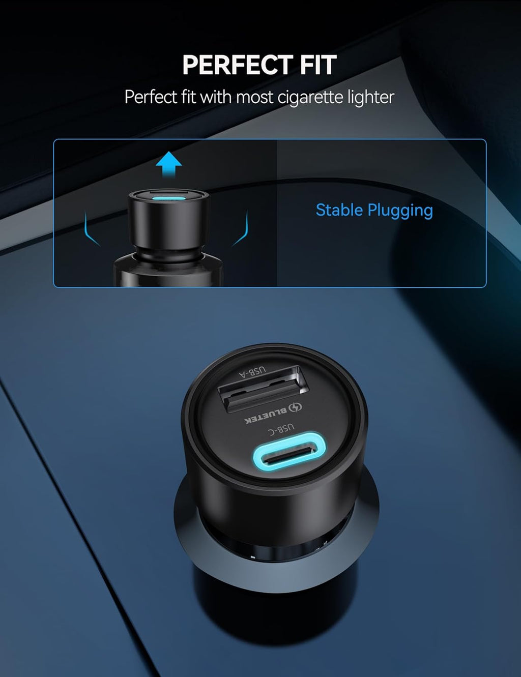 TECKNET 48W Dual USB Car Charger - Fast Charging Adapter for iPhone 17/16/15/14 Pro Max/Plus & Galaxy (2-Pack)