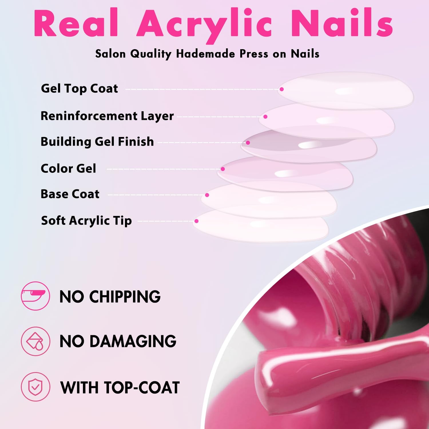 Vibrant Orange Red Almond Press-On Nails - Reusable Medium Length Acrylic Stiletto Nails for Women & Girls
