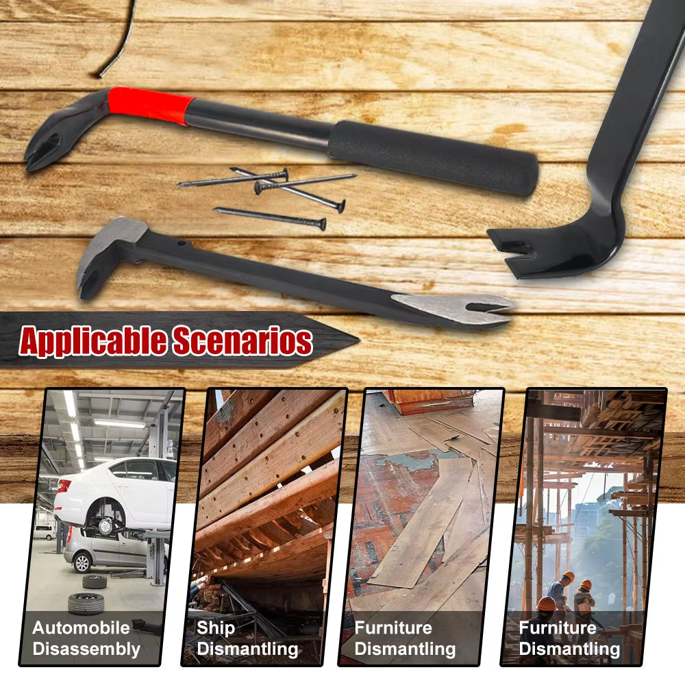3-In-1 Nail Puller Set: Versatile Pry Bars for Nail Removal, Furniture, Automotive, and Mechanical Disassembly Tasks