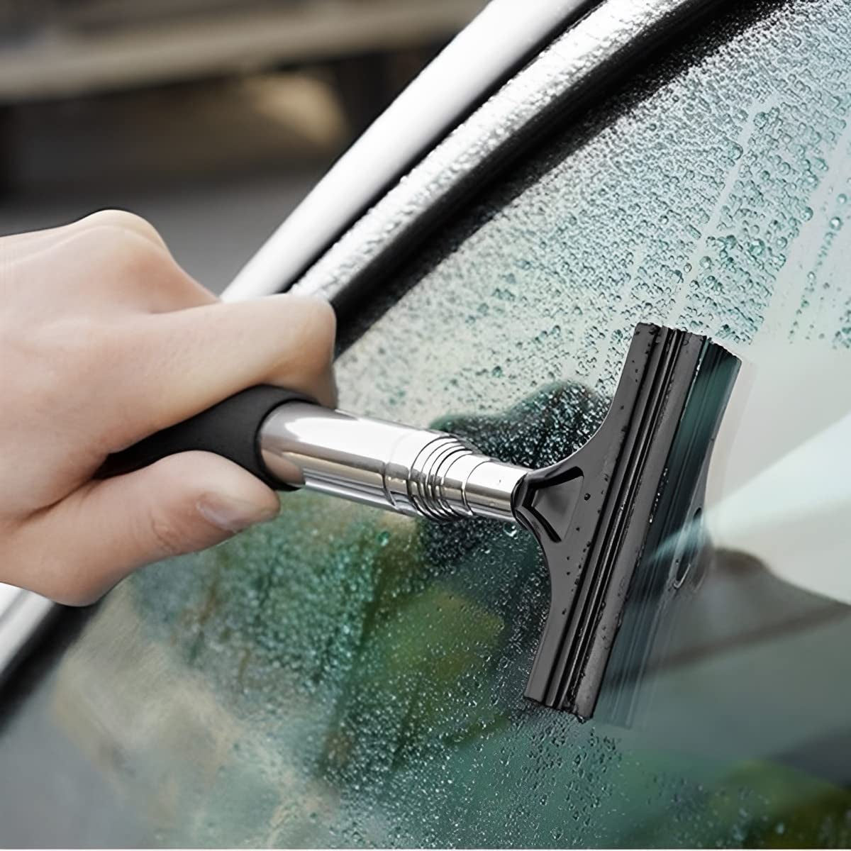 Ultimate Car Rearview Mirror Wiper & Telescopic Squeegee - Portable Water Cleaner for All Vehicles (Black)