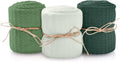 First Landings Newborn Photography Wraps - Gender Neutral Baby Essentials - Soft Knit Receiving Blankets - Newborn Photo Props - Green, 16" X 64" (3-Pack)