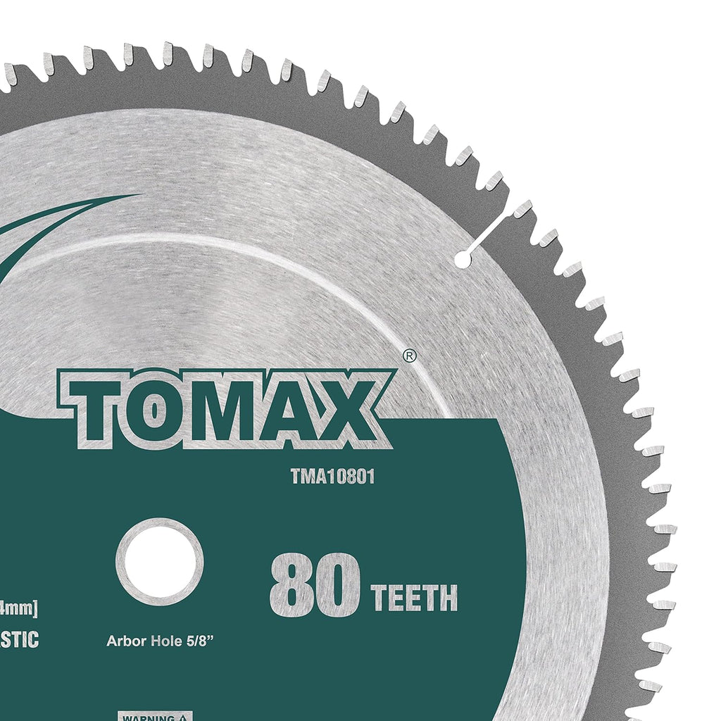 TOMAX 10-Inch 80 Tooth TCG Aluminum & Non-Ferrous Metal Saw Blade - Precision Cutting with 5/8-Inch Arbor