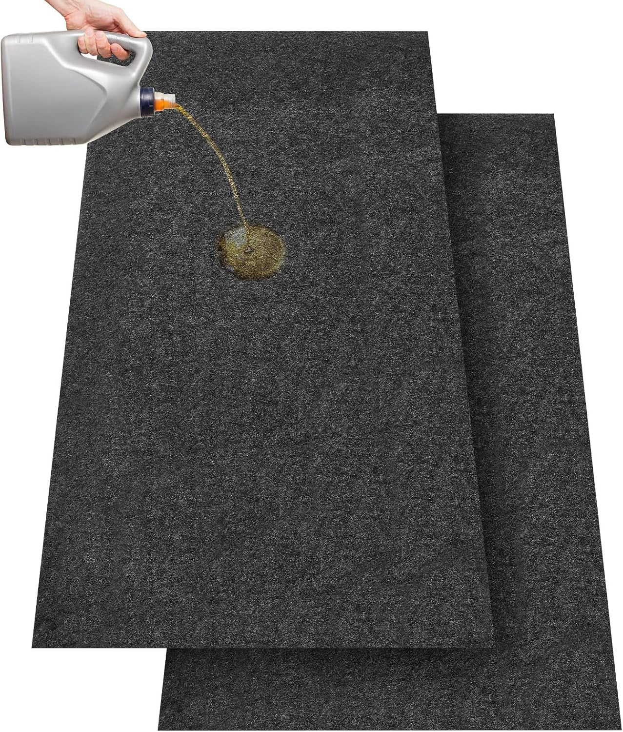 2 Pcs Oil Spill Mat Set (36"×60") - Complete Garage Floor Protection - Front & Rear Car Coverage - Reusable Washable Oil Drip Mats