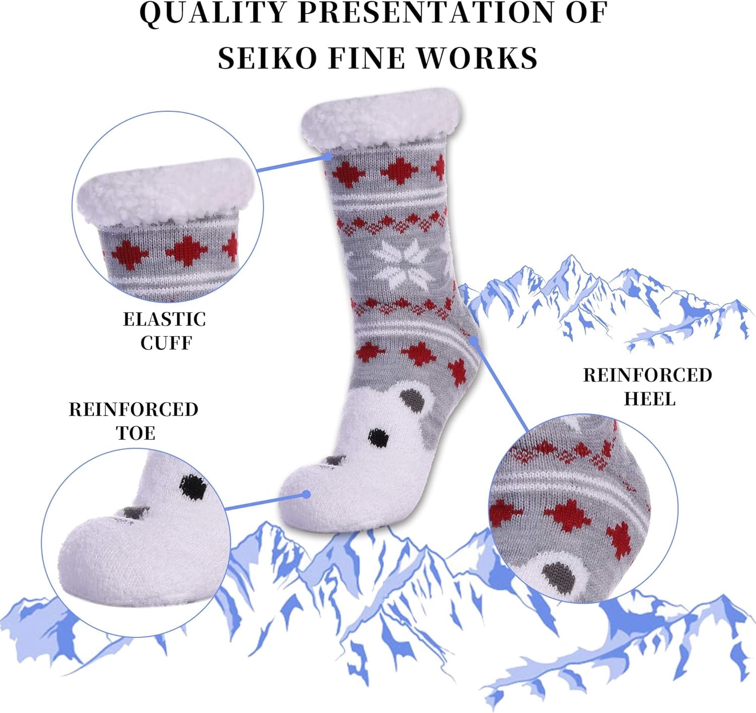 SDBING Slipper Socks for Women with Grippers, Winter Warm Fuzzy Indoor Christmas Gifts Socks