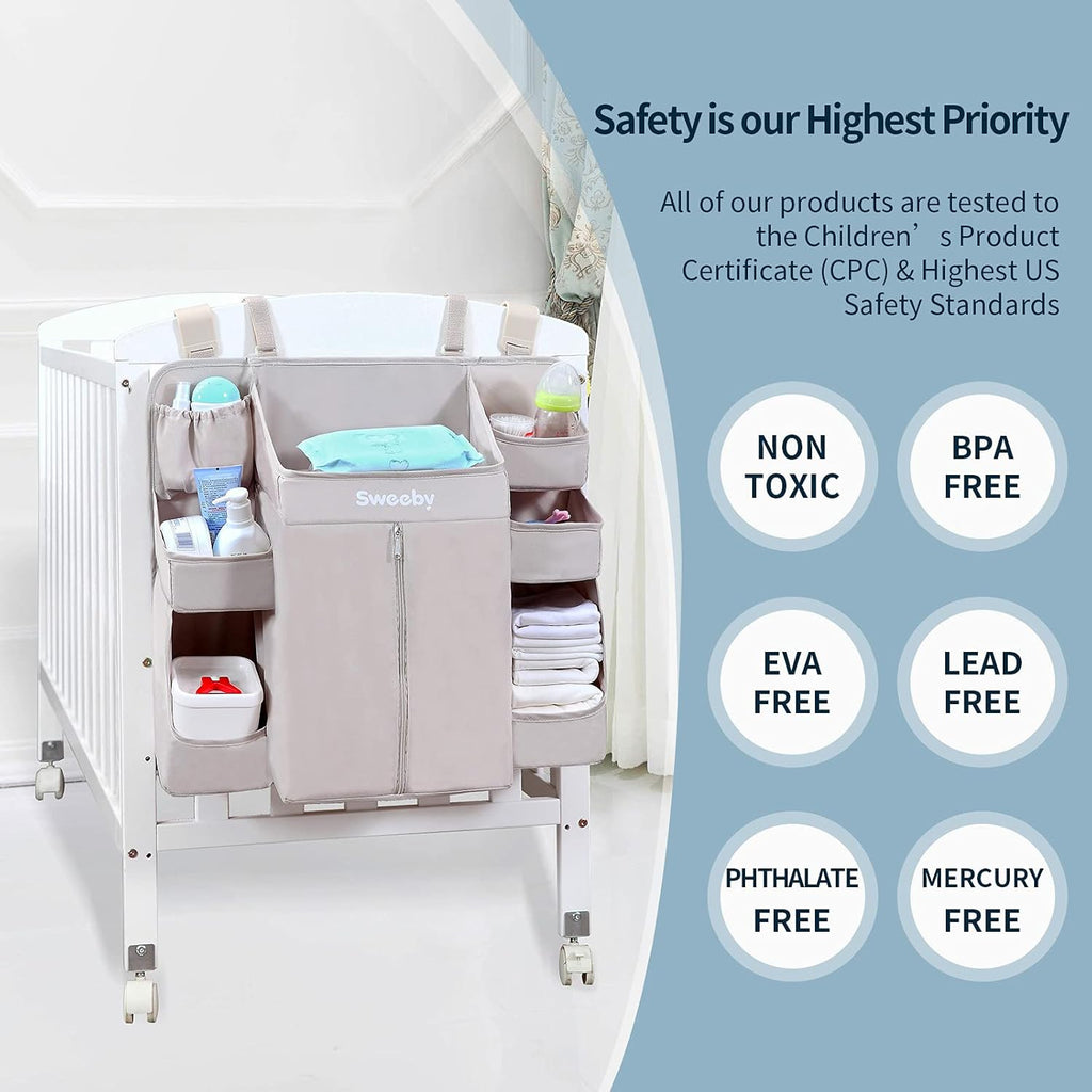 Sweeby Diaper Organizer for Changing Table and Crib - Nursery Diaper Stacker Hanging Caddy for Baby Essentials