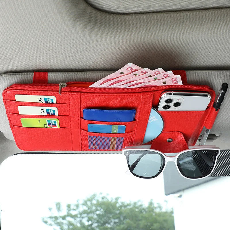 Car Sun Visor Organizer and Sunglasses Holder for Automotive Interior Accessories